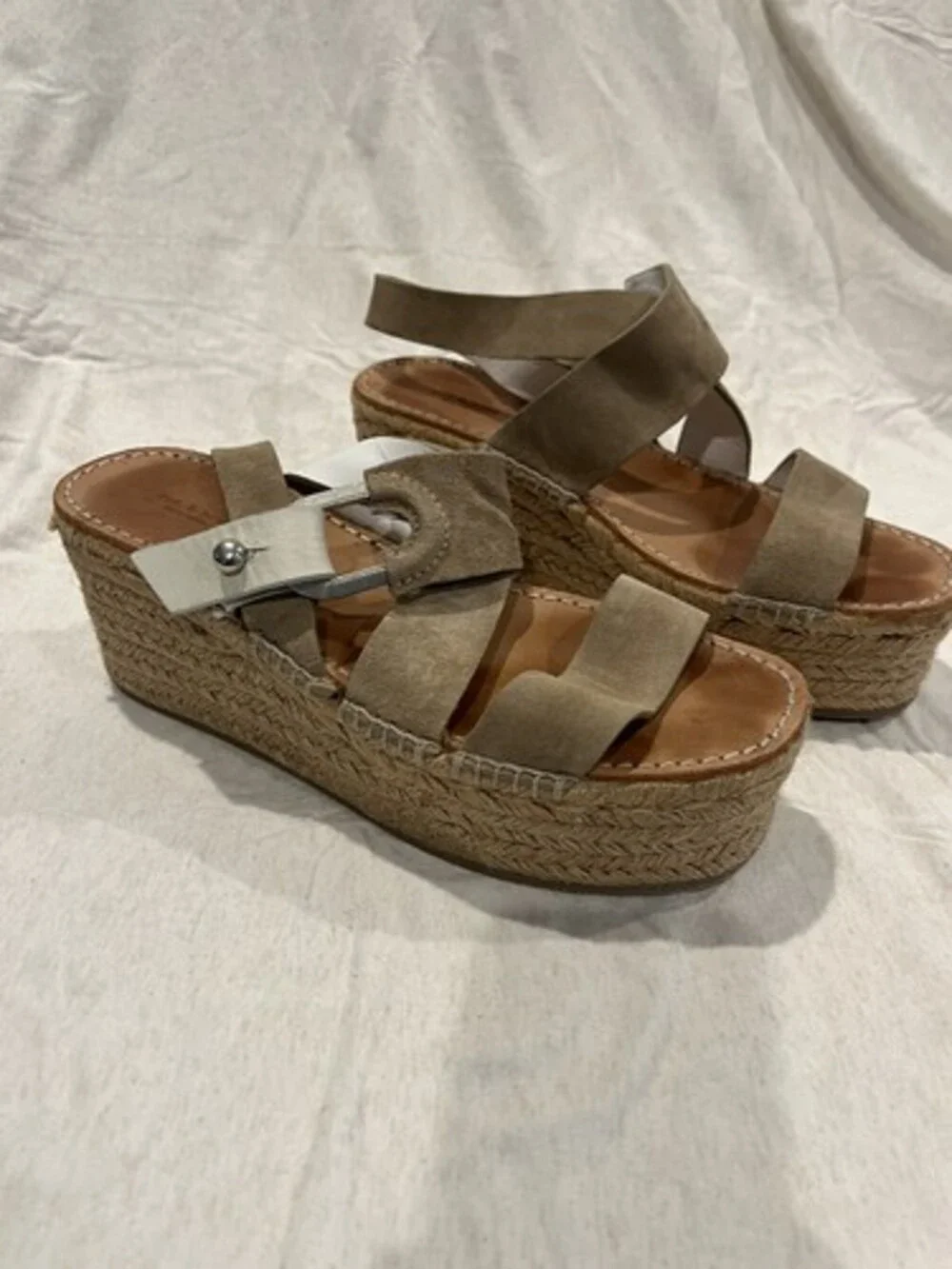 rag & bone Taupe Suede Leather August Espadrille Sandals Womens 38.5
